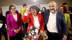 La alcaldesa de Santiago, Goretti Sanmart�n, y el portavoz del BNG en el Congreso, N�stor Rego.