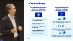 El investigador de la Universidad de Navarra Jorge S. L�pez durante la presentaci�n del estudio �Actitudes de la poblaci�n espa�ola hacia los trasplantes�