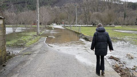 Crecida del r�o T�mega, en Laza, inundando el �rea recreativa de A Retorta.