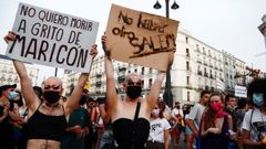 Protesta realizada en Madrid en julio por la paliza mortal a Samuel Luiz en A Coru�a. 