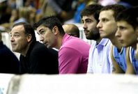 Pepe Rodr�guez, el primero por la izquierda, en un partido de pretemporada ante el Melilla.