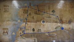 El mural, de 1954, decora un lateral del vest�bulo de la estaci�n de tren de Monforte