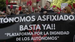 Imagen de una protesta de trabajadores aut�nomos en Asturias.