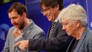 Toni Comin, Carles Puigdemont y Clara Ponsati, en una imagen de archivo en Bruselas