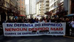 Protesta de los trabajadores de Atento contra los despidos.