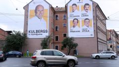 Carteles electorales en Riga, la capital de Letonia.