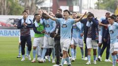 Los jugadores del Celta, celebrando el triunfo frente al Sevilla en mayo del 2025.