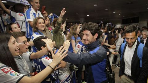 Celebrando la gesta en Barcelona.