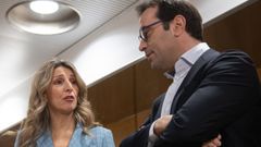 Yolanda D�az y Carlos Cuerpo en una reuni�n a principios de este mes.