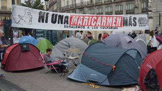 Acampada en la Puerta del Sol de Madrid por la vivienda digna.