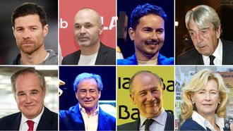 De izquierda a derecha y de arriba a abajo: 1. Xabi Alonso 2. Andr�s Iniesta 3. Jorge Lorenzo 4. Alberto Cortina 5. Demetrio Carceller 6. Sito Pons 7. Rodrigo Rato 8. Ana Duato