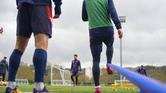 Ejercicios del entrenamiento del Pontevedra CF de este jueves