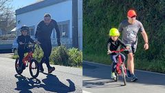 Los peque�os Ant�n y Iago, realizando el recorrido con sus padres a su vera. 