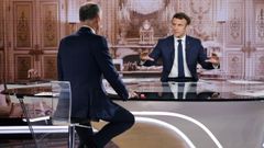 El primer ministro franc�s, Emmanuel Macron, durante el programa de la cadena TF1 �10 Minutos para convencer�