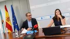 El director xeral de Xustiza, Jos Tronchoni, y la directora del Imelga, Noem Morte, presentaron la memoria del 2024 del instituto forense gallego