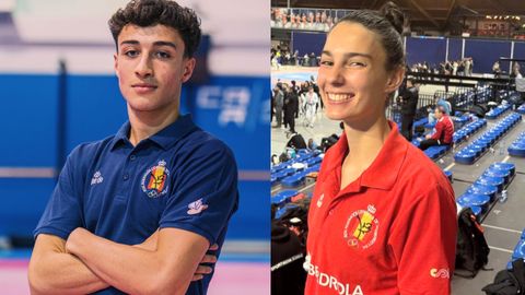 Adri�n Salanova y Alma P�rez, deportistas del Maniotas y el Costado Taekwondo Boiro, respectivamente.