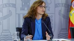 La ministra de Sanidad, Mónica García, este martes en la reunión posterior al Consejo de Ministros.