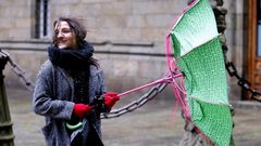 Temporal de viento en el Obradoiro.