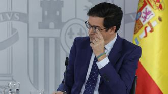 El ministro para la Transformaci�n Digital y de la Funci�n P�blica, �scar L�pez, en la rueda de prensa tras el Consejo de Ministros.