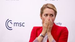Kaja Kallas, durante su intervenci�n este domingo en la Conferencia de Seguridad de M�nich.