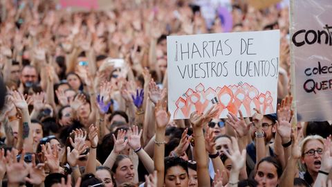 Manifestaci�n en Madrid contra el auto judicial que deja en libertad a los miembros de La Manada, condenados por abusos sexuales a 9 a�os de prisi�n