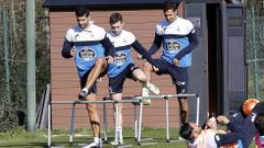 Borges, entrenando el pasado viernes con Cartabia y Juanfran