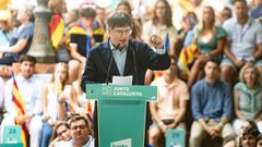 Puigdemont, el 27 de julio en la celebración del V aniversario de Junts, en Prats de Molló, Francia.
