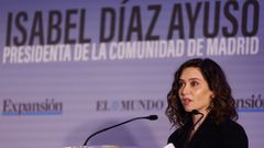 La presidenta de la Comunidad de Madrid, Isabel D�az Ayuso, interviene durante un encuentro informativo organizado por los diarios El Mundo y Expansi�n.