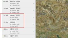 Registro de un vuelo realizado por la aerolinea Flyyo entre el aeropuerto israel� de Eilat y Nairobi, uno de los emplazamientos a los que fueron derivados residentes palestinos en Gaza