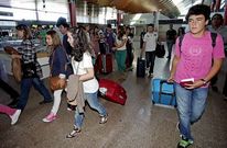 Imagen de escolares vigueses camino de Irlanda e Inglaterra en una edici�n anterior. 