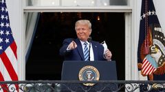 Trump en su vuelta a la campa�a, en un acto desde un balc�n de la Casa Blanca, tras dar positivo por covid