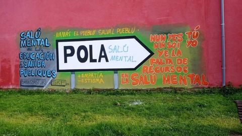 Grafiti en Sama, realizado como parte de la campaña de BanskyAstur por la salud mental