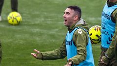 El capit�n del Celta, Iago Aspas, en un entrenamiento en la Cidade Deportiva Afouteza.