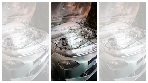 As� qued� el coche incendiado en Nar�n