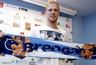 Haukur Palsson, el d�a de su presentaci�n como nuevo jugador del Breog�n en el Pazo.