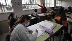 Aula con ventanas abiertas en el IES Vilar Ponte de Viveiro a primeros de octubre, durante el paso del temporal �lex