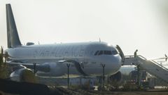 El avi�n de Turkish Airlines que ha aterrizado este jueves en Barcelona tras una amenaza de bomba a bordo.