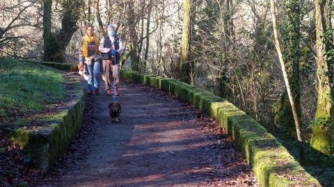 No es difcil toparse con caminantes y ciclistas en este sendero, uno de los pulmones verdes de Pontevedra. 