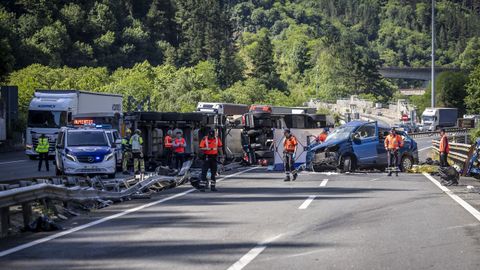 Imagen de la zona del accidente en el que fallecieron cinco agentes
