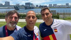 Antonio Aparicio, preparador de porteros; David Mart�n, seleccionador y Svilen Piralkov, segundo entrenador
