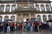 Funcionarios del Concello, en una de sus protestas por la supresi�n de la paga extra de Navidad.