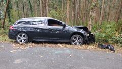 La parte delantera del coche sufri� da�os por el impacto contra los eucaliptos