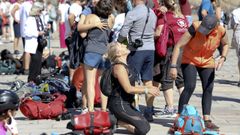 Peregrinos en la plaza del Obradoiro