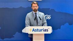 El presidente del PP, lvaro Queipo en rueda de prensa