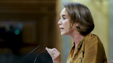 Cuca Gamarra durante el pleno extraordinario que se celebra hoy en el Congreso de los Diputados