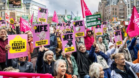 Protestan contra las granjas intensivas celebrada en octubre pasado en Amsterdam