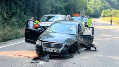 Aparatoso accidente en la carretera nacional de Pajares