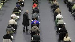 Fotograf�a de una prueba te�rica para cubrir vacantes en la Polic�a Local de Monforte, realizada en el 2024 en el polideportivo municipal de A Pinguela