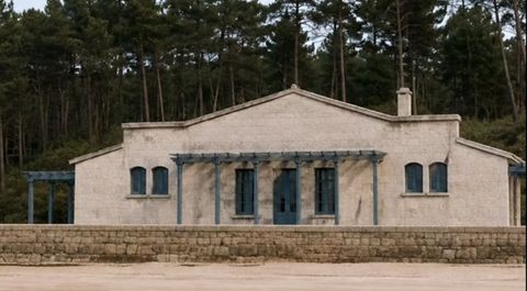Recreaci&oacute;n con IA de casa de ba&ntilde;os en la playa de Samil para Jos&eacute;, hermano de Antonio Palacios, que fue concebida en 1929. La imagen forma parte del documental A Pontevedra de Antonio Palacios, de la productora Arraianos y direcci&oacute;n del proyecto de Aser &Aacute;lvarez