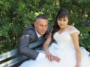 Javier y Luisa, tras contraer matrimonio en Chac�n. 